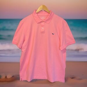 Vineyard Vines Shirt Men XL Pink Polo Short‎ Sleeve Preppy